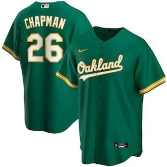 Mens Oakland Athletics Matt Chapman Cool Base Replica Jersey Green