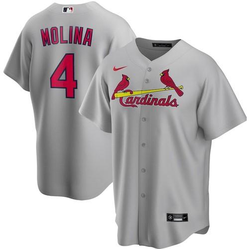 Mens St. Louis Cardinals Yadier Molina Cool Base Replica Jersey Grey